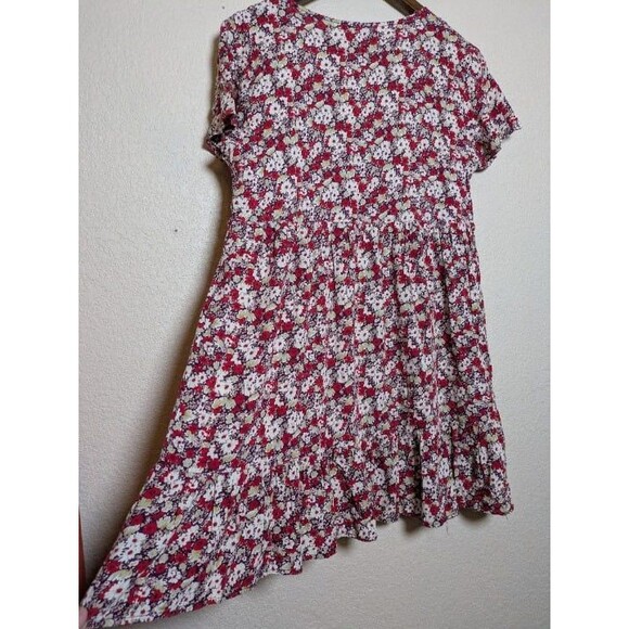 Motel Red Floral Babydoll Mini Dress Size Large Cottagecore Coquette 90s Y2k - Picture 9 of 9